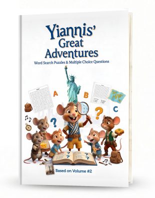 Yiannis’ Great Adventures - Comprehension Work Book Vol. 2 Word Search Puzzles & Multiple Choice Questions